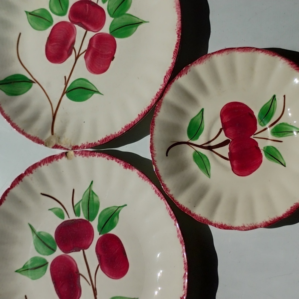 Crab Apple Blue Ridge Southern Potteries Dinner Plate DISTRESSED NPLC 3 Pieces - Picture 6 of 16